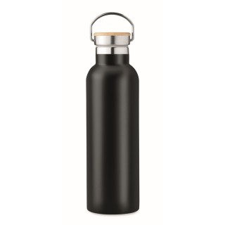 Botella lechera aislante de doble pared con tapa de madera